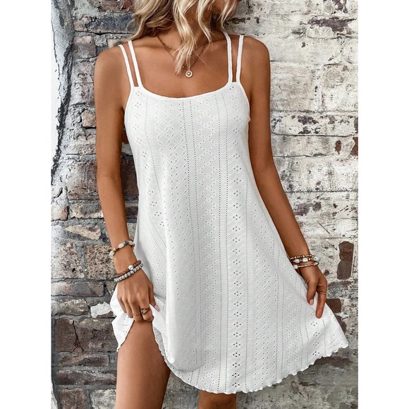 Boho Eyelet Embroidered Cami Dress white - Picture 1 of 11